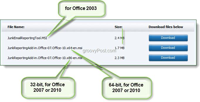 ऑफिस 2003, ऑफिस 2007 या ऑफिस 2010 के लिए जंक ईमेल रिपोर्टिंग टूल डाउनलोड करें