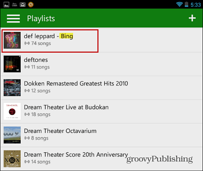 Xbox संगीत Android ऐप