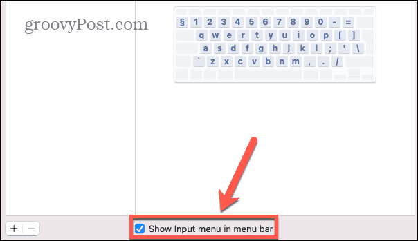 मैक मेनू बार चेक बॉक्स में इनपुट मेनू दिखाता है