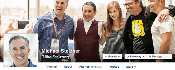Michael Stelzner ने MarketingProf की Ann Handley की सिफारिश पर फेसबुक ज्वाइन किया।