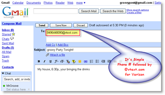 ईमेल क्लाइंट GMAIL का उपयोग करके txt संदेश भेजें