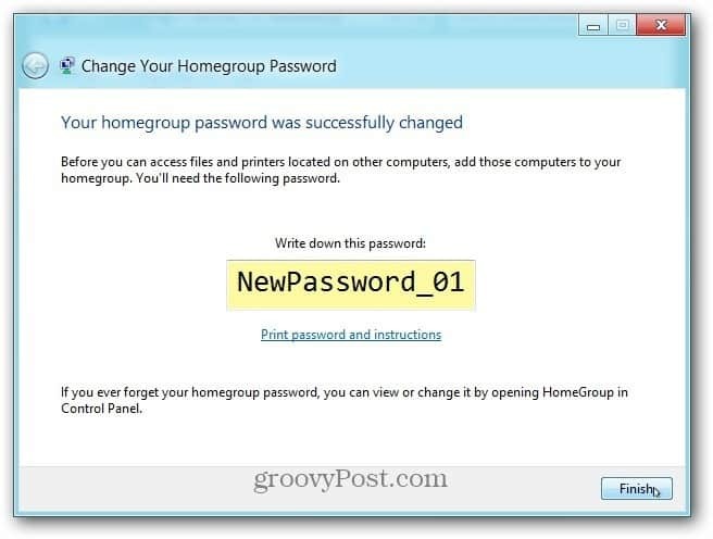 पासवर्ड को सफलतापूर्वक समाप्त करें परिवर्तन