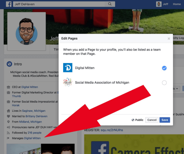 फेसबुक पेज एडिम्स अब उन पेजों को लिंक कर सकता है जिन्हें वे अपनी व्यक्तिगत प्रोफ़ाइल में प्रबंधित करते हैं।