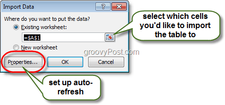 Excel 2010 में आयात डेटा उपकरण