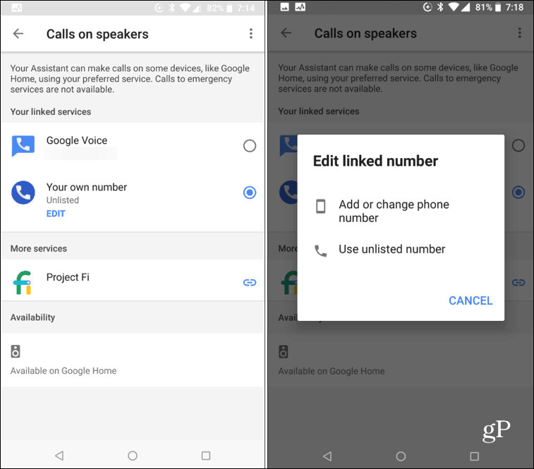 Google होम स्मार्ट स्पीकर पर Android कॉल