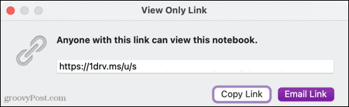Mac पर OneNote में साझाकरण लिंक प्राप्त करें