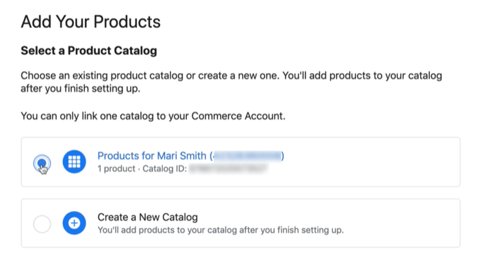 मौजूदा या नए कैटलॉग को जोड़ने के लिए फेसबुक उत्पाद सूची विकल्प