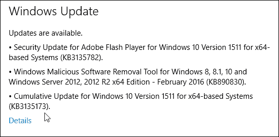 Windows 10 संचयी अद्यतन KB3135173 बिल्ड 10586.104 अब उपलब्ध है