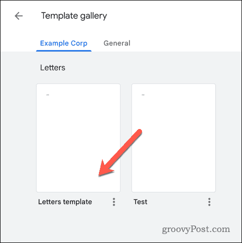 Google डॉक्स में एक कस्टम टेम्पलेट चुनें