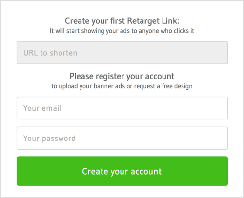 RetargetLinks के साथ एक खाता सेट करें।