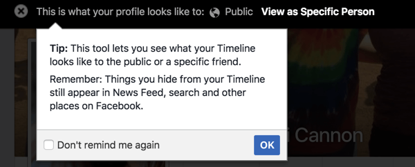 यह देखने के लिए कि आपके Facebook प्रोफ़ाइल दूसरों को कैसे दिखाई देती है, इस सुविधा का उपयोग करें।