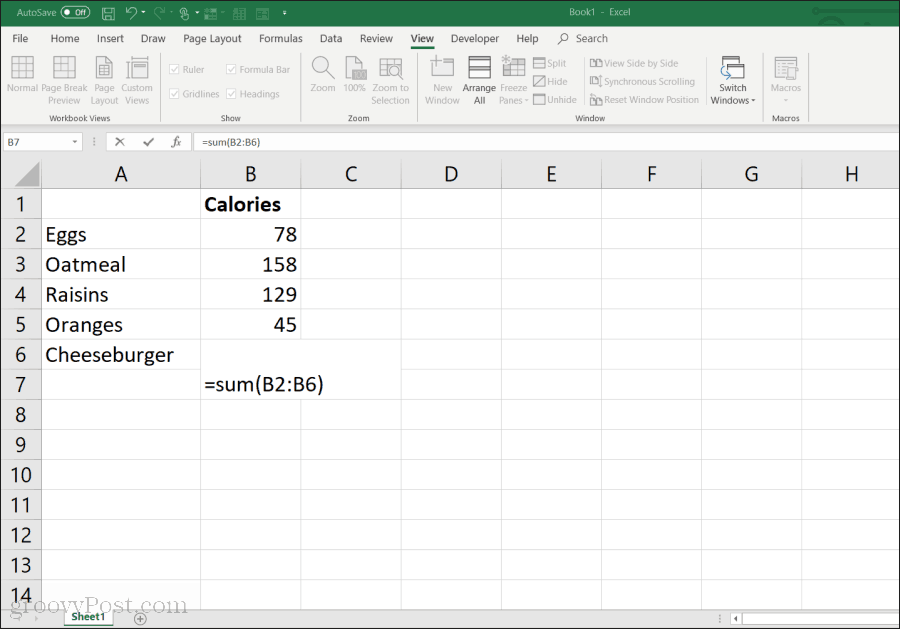 Excel में SUM फ़ंक्शन का उपयोग करना