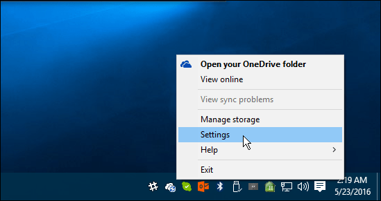 OneDrive सेटिंग्स