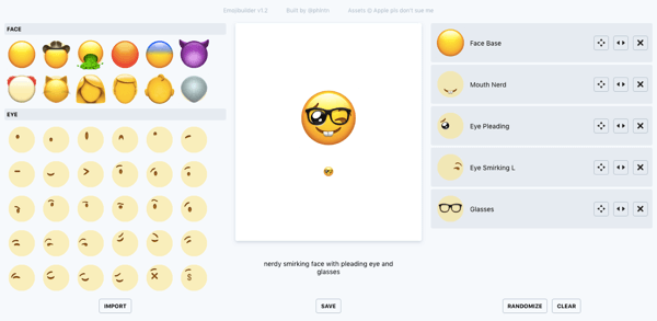 कस्टम इमोजी बनाने के लिए phlntn emojibuilder का उपयोग करें।