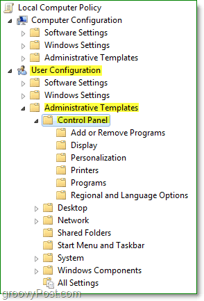 विंडोज़ 7 स्थानीय कंप्यूटर नीति पर नेविगेट करें> <noscript> <img style =