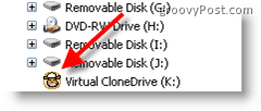 VirtualClone Drive का उपयोग करके ISO इमेज माउंट करें