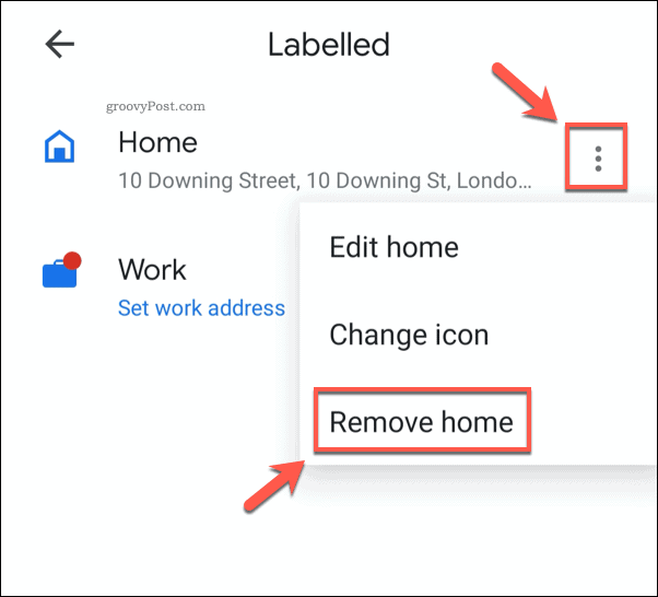Google मैप्स मोबाइल में सहेजे गए घर का पता हटाना