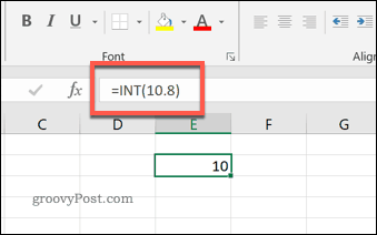 Excel में INT फ़ंक्शन