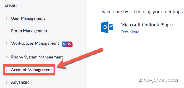ज़ूम खाता प्रबंधन