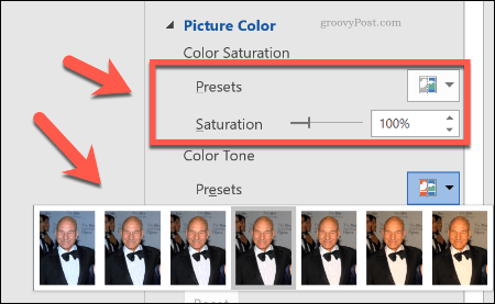 वर्ड में छवि का रंग सुधारना
