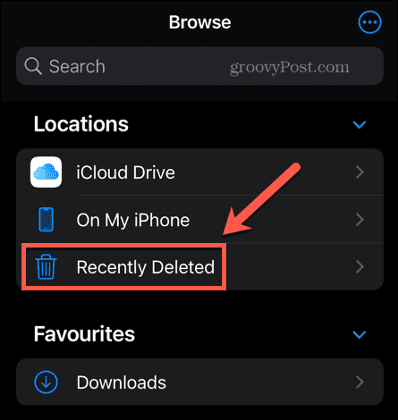 हाल ही में हटाई गई फ़ाइलें iPhone
