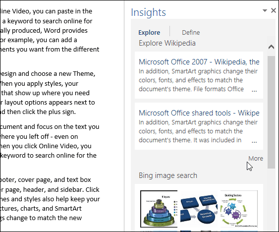 Office 2016 में Bing संचालित स्मार्ट लुकअप सुविधा का उपयोग कैसे करें