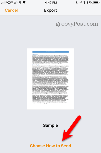 चुनें कि कैसे iOS के लिए पृष्ठों में लिंक भेजें