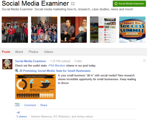 Google+ पृष्ठ - सोशल मीडिया परीक्षक
