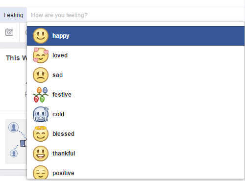 एक इमोजी का चयन करें जो उस भावना को दर्शाता है जिसे आप फेसबुक पर व्यक्त करना चाहते हैं।