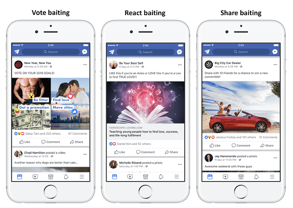 फेसबुक उन पोस्टों को डिमोट करेगा जो एंगेजमेंट को बढ़ावा देने के लिए एंगेजमेंट बाइट का इस्तेमाल करते हैं।