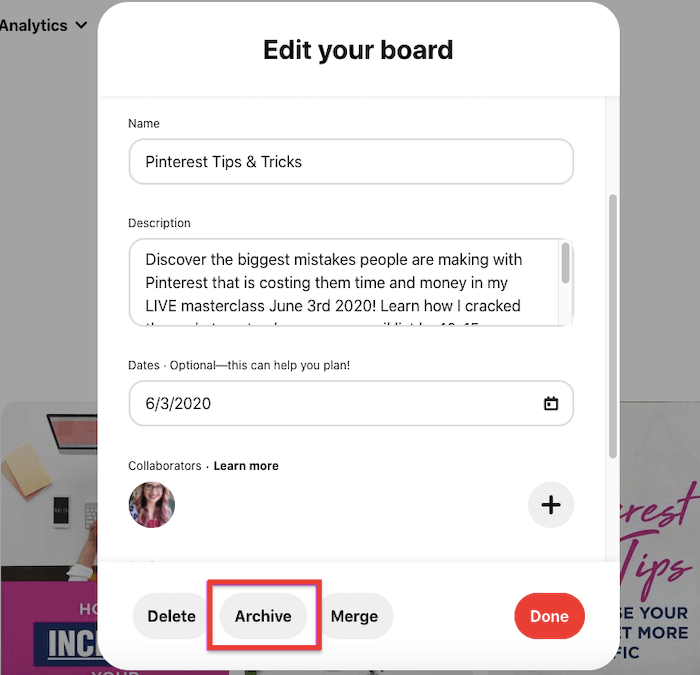 Pinterest अपने बोर्ड मेनू को हाइलाइट किए गए बोर्ड संग्रह विकल्प के साथ संपादित करें