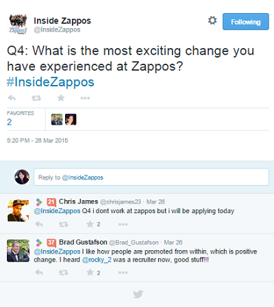 zappos #insidezappos ट्वीट चैट
