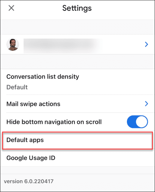 डिफ़ॉल्ट ऐप्स सेटिंग Gmail