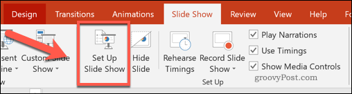 PowerPoint में सेट अप स्लाइड शो बटन