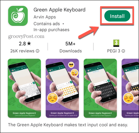 हरा सेब कीबोर्ड स्थापित करें
