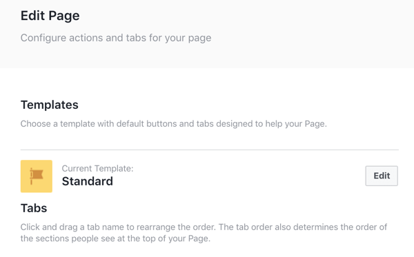 अपने फेसबुक टेम्पलेट विकल्पों को देखने के लिए टेम्प्लेट के बगल में स्थित संपादन बटन पर क्लिक करें।