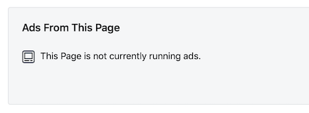 This Page is Not Notवर्तमान में चल रहा है कोई भी विज्ञापन ’फेसबुक पेज के लिए संदेश
