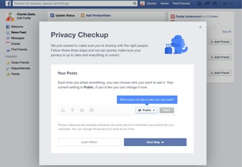 फेसबुक गोपनीयता जाँच