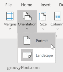 पेज को वर्ड में पोर्ट्रेट मोड पर सेट करना