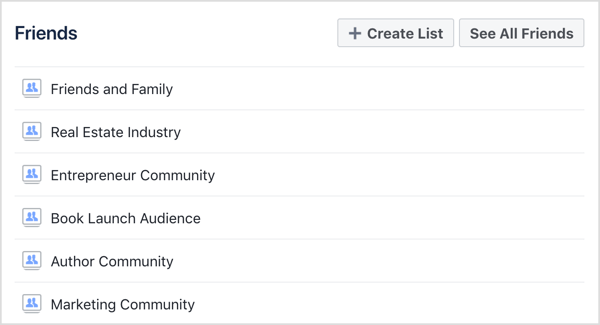 वह फेसबुक मित्र सूची चुनें जिसे आप देखना चाहते हैं।