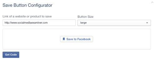 फेसबुक यूआरएल को सेट बटन को बचाने के