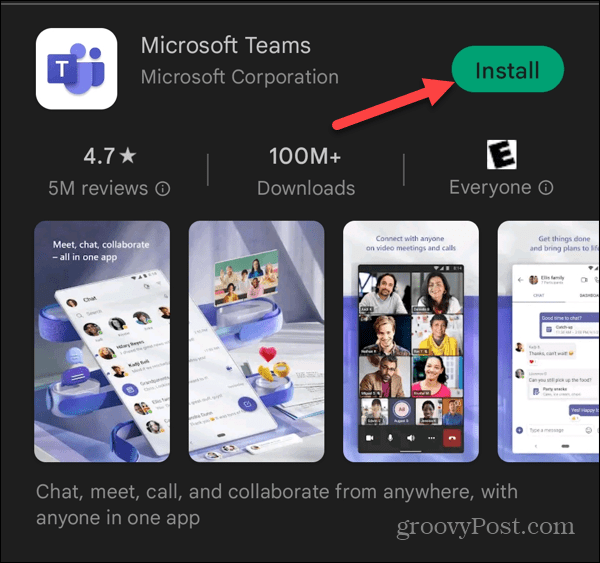 Android पर Microsoft टीम कैसे स्थापित करें