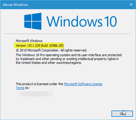 विंडोज 10 संस्करण 10586.29