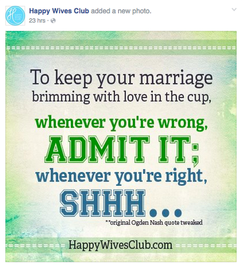 खुश पत्नियों क्लब फेसबुक पोस्ट