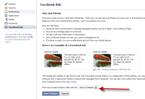फेसबुक विज्ञापन सेटिंग्स