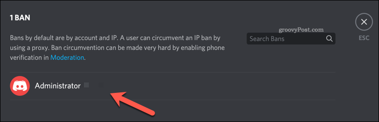 एक उपयोगकर्ता प्रतिबंध हटाने