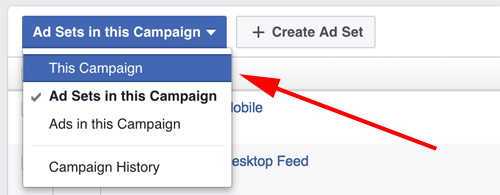 फेसबुक विज्ञापन प्रबंधक अभियान का चयन करें