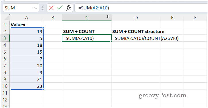 एक्सेल में SUMCOUNT के साथ औसत की गणना