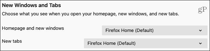 फ़ायरफ़ॉक्स नई विंडोज और टैब