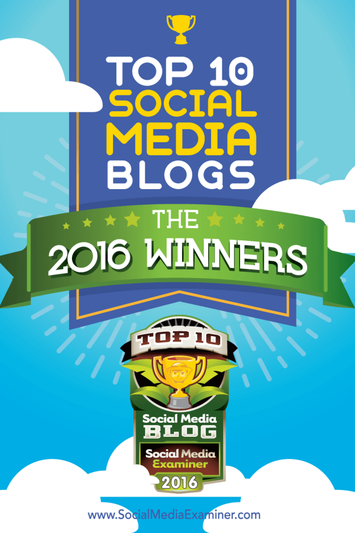 2016 के शीर्ष दस सोशल मीडिया ब्लॉग विजेता